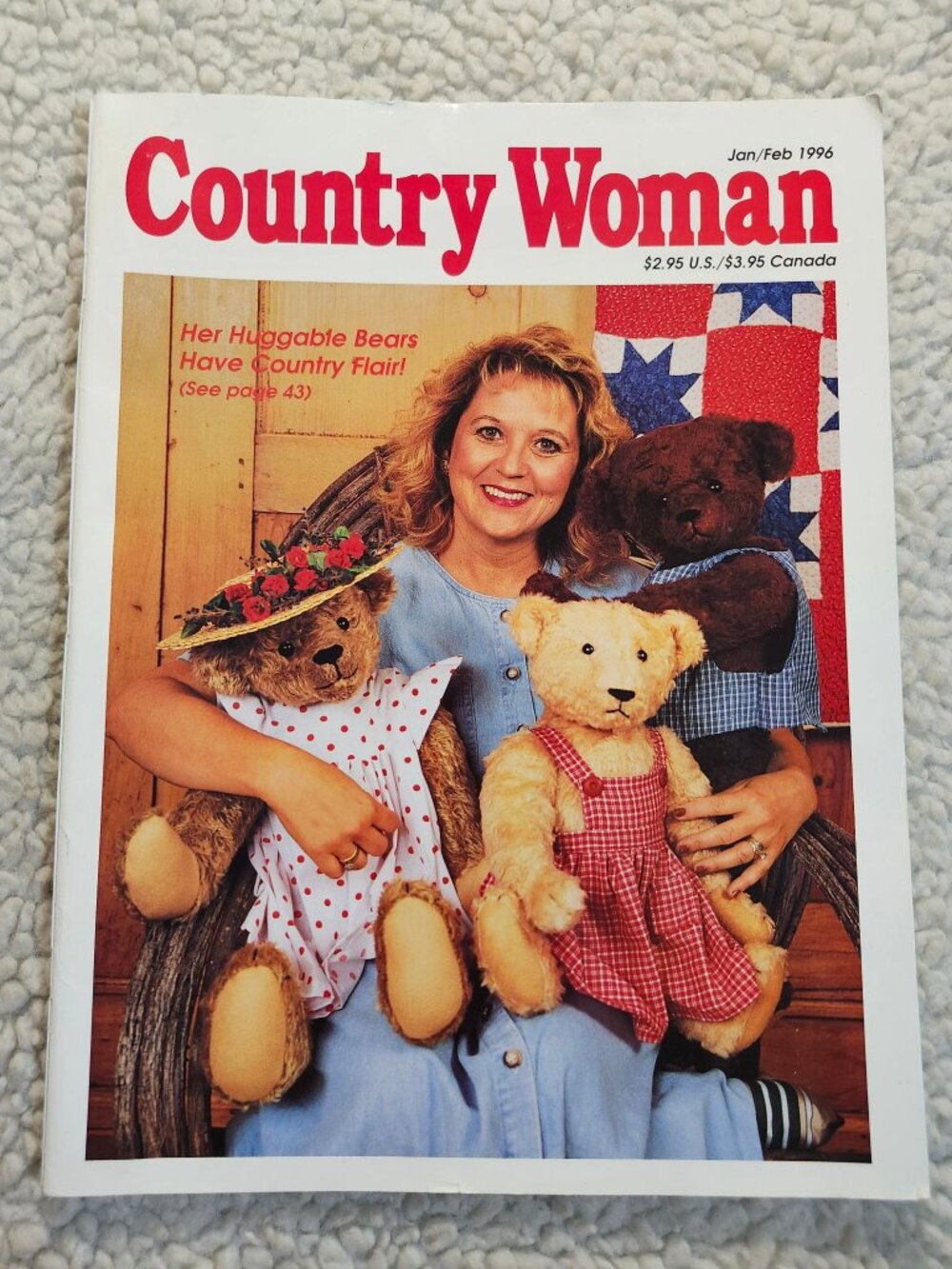 Country Woman Magazine Jan/Feb 1996 Vintage Craft Huggable Bears DIY Issue